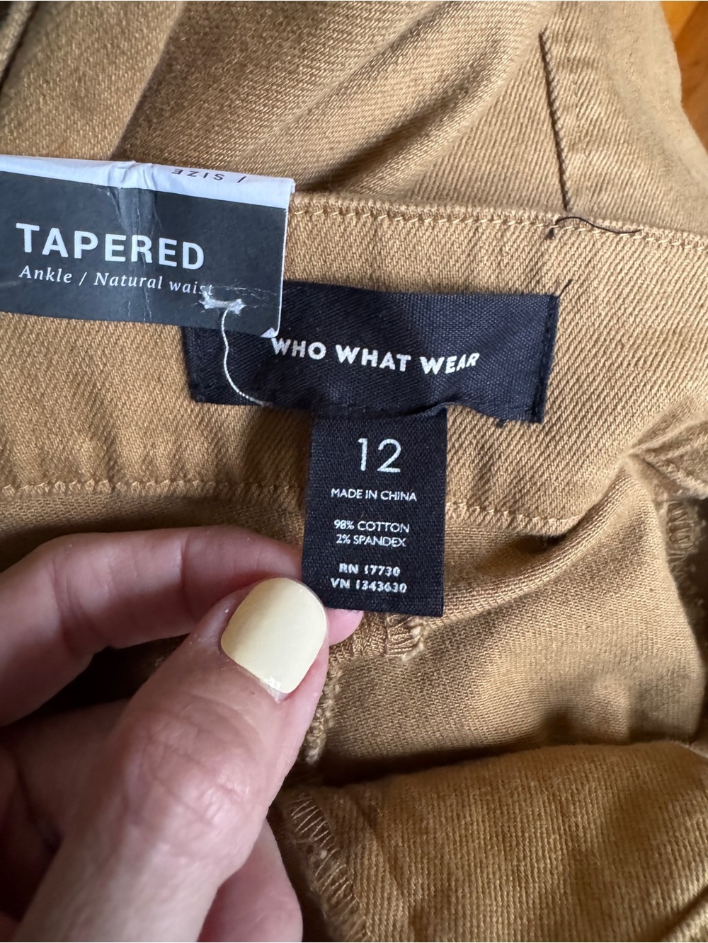 122. Who What Wear Khaki Paperbag Tie-Waist Ankle Pants - Picture 6 of 9